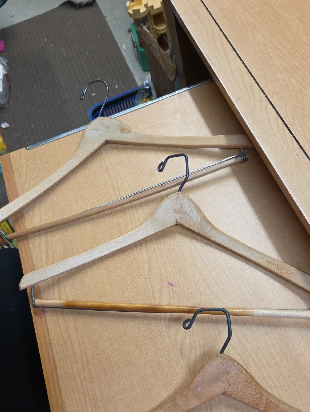 Vintage Wooden Suit Hangers  Lot of 7 Trouser‎ Wood Closet Organize